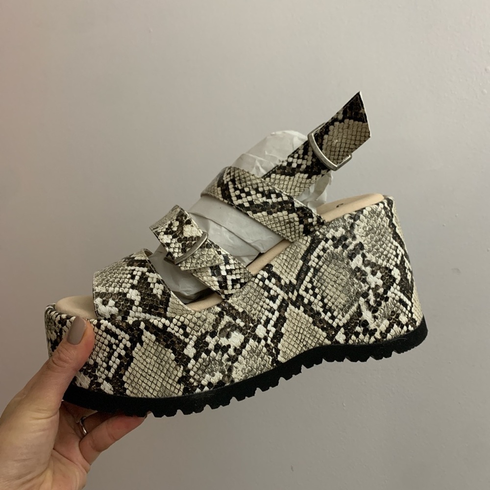 Platform snakeskin sandals